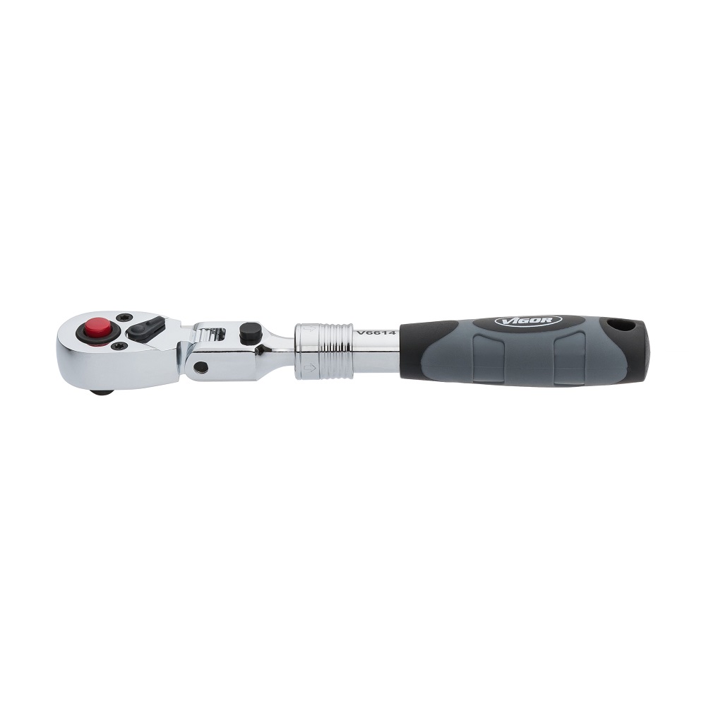 Телескопическая трещотка 1/4" с шарниром (VIGOR V6614)